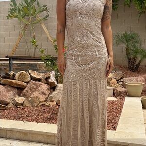Elegant Beige Embroidered Dress